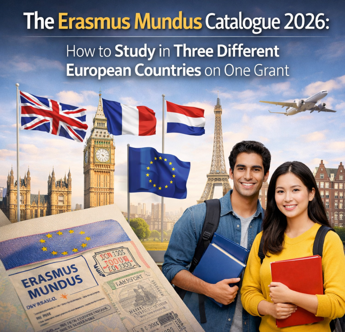 Erasmus Mundus Catalogue 2026 scholarship for studying in three European countries on one grant