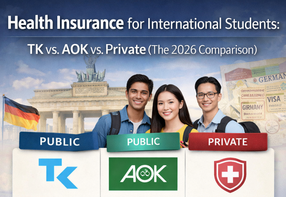 Comparison of TK, AOK, and private health insurance options for international students in Germany