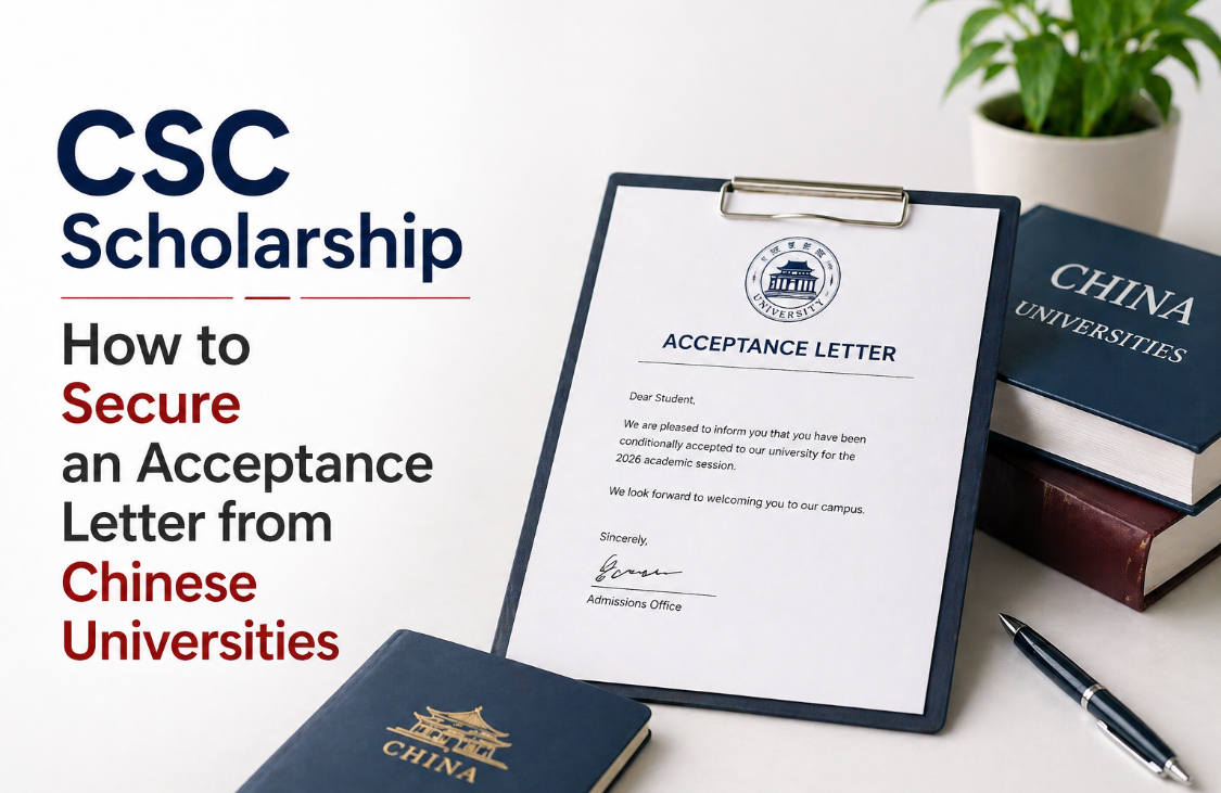 CSC scholarship acceptance letter process from Chinese universities for international students