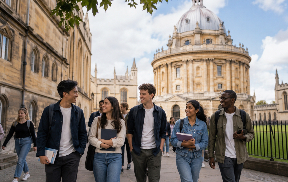 International students at a world-class university campus representing top scholarship destinations worldwide
