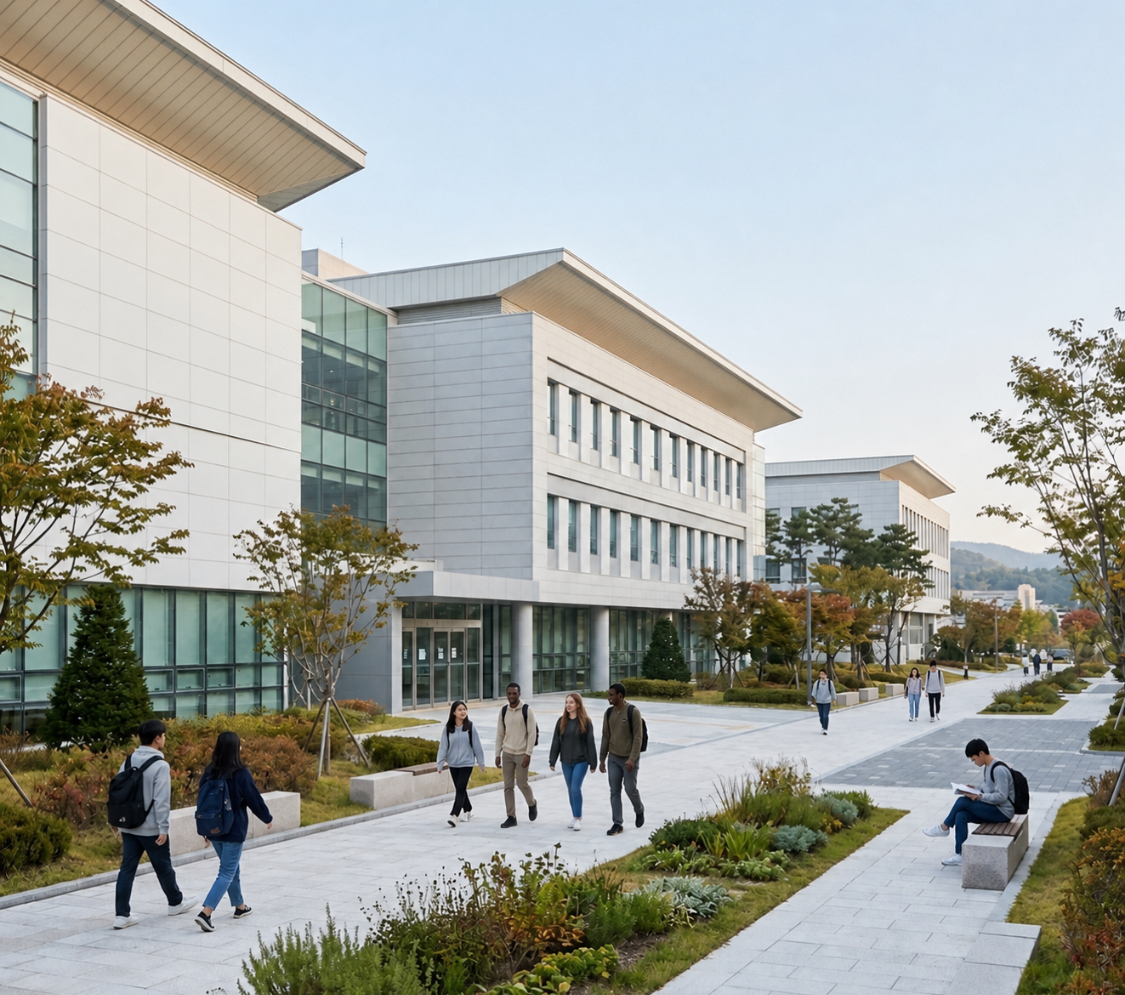 students walking at KAIST campus in Daejeon South Korea